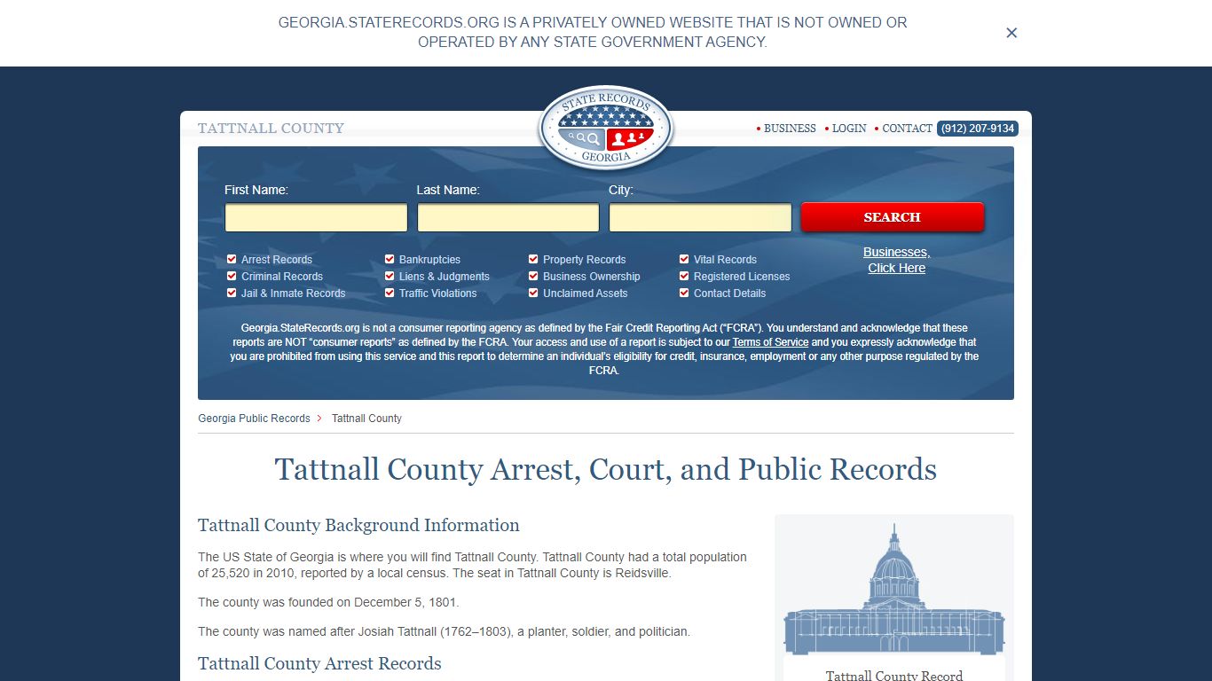 Tattnall County Arrest, Court, and Public Records