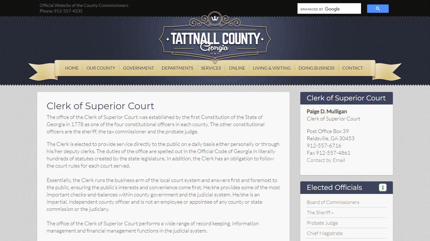 Clerk of Superior Court | Tattnall County Ga - Tattnall County, GA